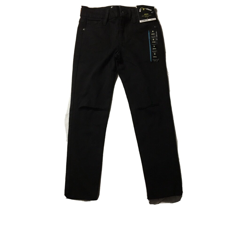 Art Class Girls Adjustable Waist Ripped Knee Skinny Stretch Jeans Black - Size 6